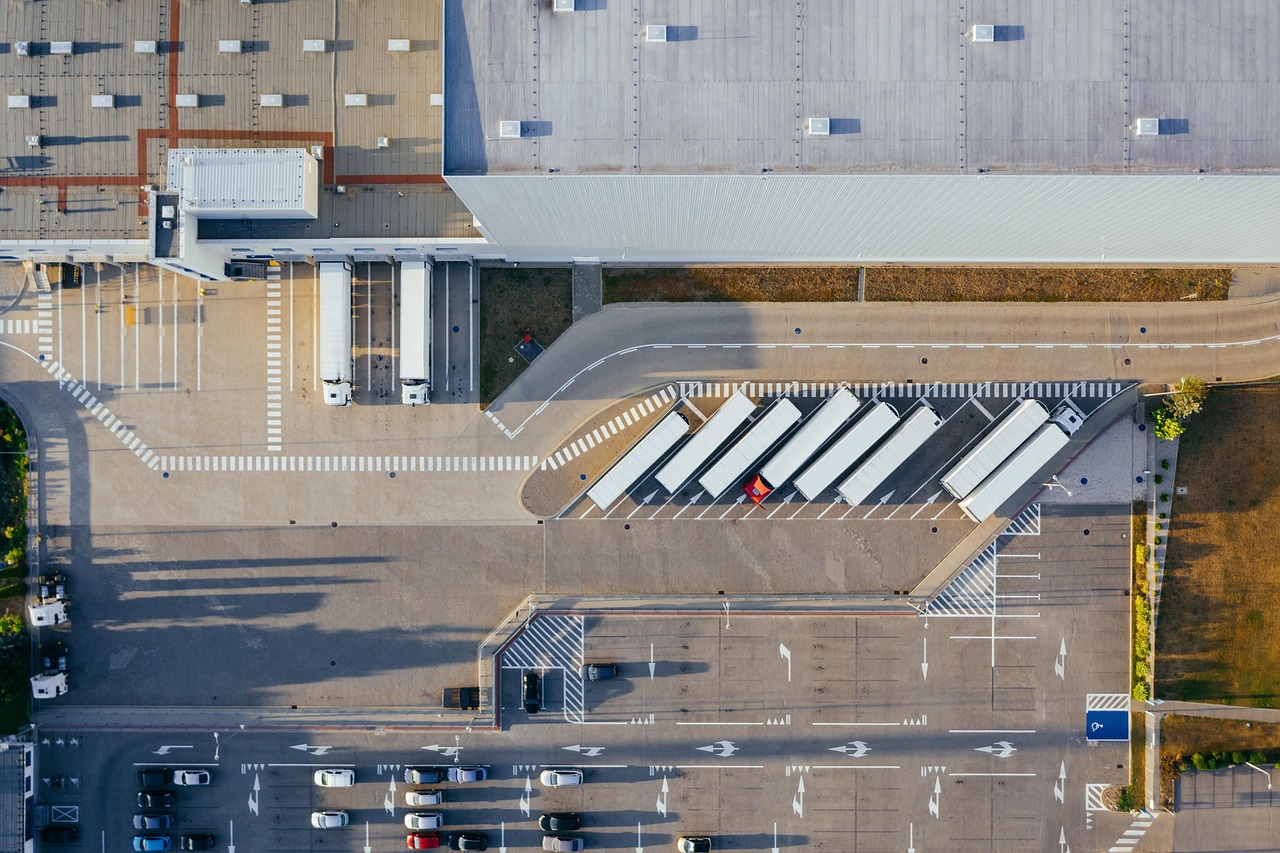 logistics warehouse trucks